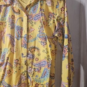 Yellow Paisley Button-Up Shirt